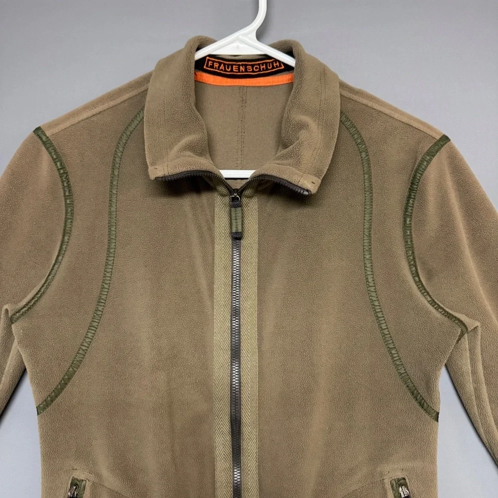 Frauenschuh Austria Fleece Jacket Full Zip Olive Green Womens Size 2 S/M riri